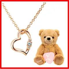 【送料無料 】11月誕生石 ブルートパーズ・ブラウンベア [シアーズ] 天然ダイヤ ラブ ハート ネックレス レディース ピンクカラー ブルートパーズ (11月