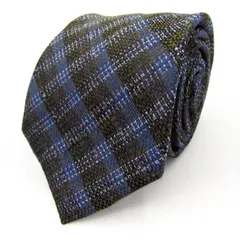 タカキュー ブランド ネクタイ チェック柄 格子柄 シルク イタリア製 PO  メンズ カーキ TAKA Q 【中古】