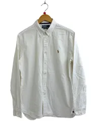 POLORALPH LAUREN (ポロラルフローレン) SLIM FIT スリムフィット 長袖シャツ ワンポイントロゴ刺繡 ボタンダウン 袖ボタン コットン100％ フィリピン製 L ホワイト メンズ/004