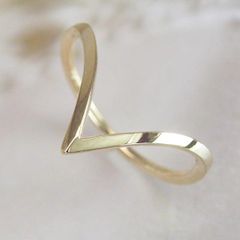 18金 リング 指輪 k18 gold デザインリング v プレゼント 女性 地金 品番ma-0391　2営業日前後の発送予定