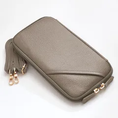 《期間限定SALE》《送料無料＆税込価格》《新品未使用》《数量限定》《特別価格》MOMO -モモ-！牛革エンボス加工！縦横対応スタイル！2WAY式！着脱式ショルダーストラップ！サコッシュ！レディース！スマホショルダーバッグ　AN-3220　グレージュ