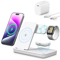 ワイヤレス充電器 3 in 1 折り畳み式 スタンド 置くだけ