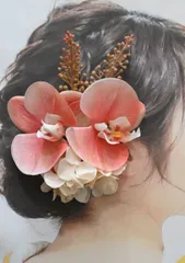 和装　髪飾り　胡蝶蘭　ヘッドパーツ　結婚式　成人式　卒業式　白無垢　色打掛　振袖