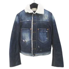 美品 DSQUARED2 レザー デニム 切替 キルティング シングルライダース 美品 DSQUARED2 レザー デニム 切替 キルティング シングル