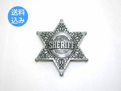 sheriff 保安官バックルのみ ベルト無し 六角形 シルバーアメリカン スタイル コスプレ
