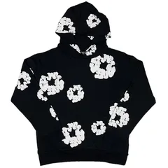 デニムティアーズ  フラワープリント プルオーバーパーカー ブラック/ホワイト