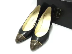 ■美品■ LANVIN ランバン レザー ハイヒール ポインテッドトゥ パンプス 表記サイズ6(約23.0cm) 靴 ブラック系×ブラウン系 DF5871のサムネイル