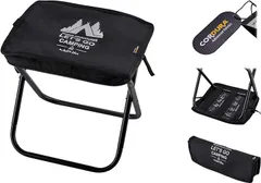 WELLHIKE 折りたたみ椅子 収納袋一体化 超軽量 耐熱・耐引裂性に優れ CORDURA コーデュラ 1000D生地使用 補強ストラップ 3本追加 アウトドアチェア( ブラック,  コンパクト)