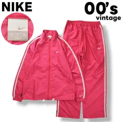 00sヴィンテージ ナイキ NIKE ウィンドブレーカー ジャケット パンツ セットアップ 上下 スポーツミックス ストリート M ピンク レディース ♪