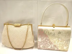 平和屋着物●和装小物　和装バッグ2点　ハンドバッグ　クラッチバッグ　ラインストーン　箔散らし文様　金糸　金銀彩　逸品　AAAR7805uw