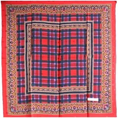 イヴサンローラン スカーフ レッド チェック柄 中古 ABランク YVES SAINT LAURENT レディース女性のサムネイル