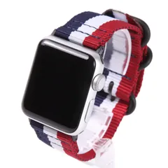 Apple Watch 対応ベルト コンパチブル 時計バンド NATOベルト アップルウォッチ交換ストラップ iWatch 38mm 40mm 41mm 42mm 44mm 45m [レッド×ホワイト×ネイビー(黒バックル)] [38mm/40mm/41mm]
