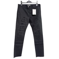 定価57200円 UNDERCOVER 24AW ダメージ加工 コットンパンツ リペア スリム UP2D4502 A.BLACK サイズ４ アンダーカバー ブラック 黒 DAMAGE COTTON PANTS REPAIRE SLIM