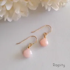 14kgf☆【春桜カラー】天然石ピンクオパール（マロン型）ピアス