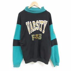 XL/古着 長袖 スウェット メンズ 90s ツートンカラー 大きいサイズ タートルネック ハイネック 黒他 ブラック 23dec14 中古 スエット トレ