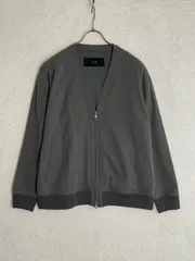 未使用 AKM  L グレー POLYESTER POPLIN DROP ZIP CARDIGAN　ドロップジップカーディガン