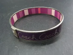 ■美品■ COACH コーチ ブレスレット バングル アクセサリー レディース シルバー系×パープル系 DF1036