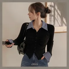 ‪‪‪‪ 【新作】 ◾️レイヤードシャーリングシャツニット  韓国ファッションのサムネイル