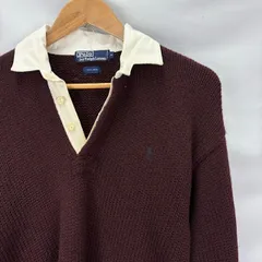 90年代 POLO by RALPH LAUREN  ワンポイント　襟別布ウールニットポロシャツ　ラガーシャツタイプ サイズM　06120408　01