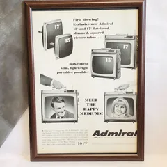 ビンテージ 　広告　ポスター 『 アドミラル TV 』　50's・60's　オリジナル　当時物　額付きアメリカ 輸入雑貨　ヴィンテージ　ノベルティ　アドバタイジング 　アートフレーム( AZ300 )