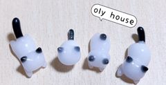 4種おまとめシリーズ　白黒猫　4匹セット　レジン　デコパーツ