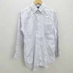 C■ランバン/LANVIN COLLECTION ストライプ柄 長袖BDシャツ ワイシャツ【40-80】青白/MENS■35【中古】