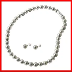 【送料無料 】DisplayLength: 42.0 センチメートル Style: グレー/ピアスセット パールネックレス 【 日本製 花珠貝パール 】 マグネ