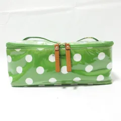 良品 kate spade new york ケイトスペードニューヨーク ドット柄 水玉 ポーチ付き バニティバッグ ハンドバッグ グリーン×ホワイト レディース 古着 中古 USED
