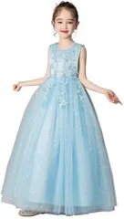 【人気商品】結婚式 卒業式 ロングドレス フォーマル パーティー 女の子 刺繍 発表会 入園式 ピアノ 120-170 子供ドレス 3-13歳に適合 [Ｋａｙｉｙａｓｕ]