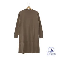 ☆美品☆ UNIQLO ユニクロ ワンピース シンプル ニット カジュアル 膝丈 レディース ブラウン S 901-4187 送料無料 古着