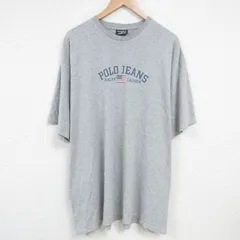 XL/古着 ラルフローレン Ralph Lauren ポロジーンズ 半袖 ブランド Tシャツ メンズ ビッグロゴ 大きいサイズ ロング丈 クルーネック グレー