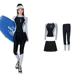 【数量限定】セパレート 速乾 水着 ワンピース パット付き 3点セット 体型カバー 着痩せ レディース 大きいサイズ レギンス 長袖ラッシュガード UVカット 水泳 [Vasarhely] 吸汗 水陸両用