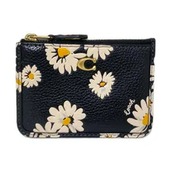 コーチ パスケース ミニ スキニー ID ケース・フローラル プリント CS040 黒×アイボリー×マルチ 花柄/コインケース/キーリング付き