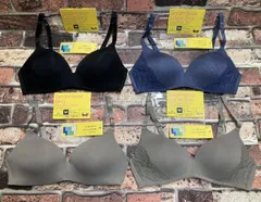 柔らか素材でしっかりフィット！お洒落なレース付きワイヤレスブラ(４色から)1個