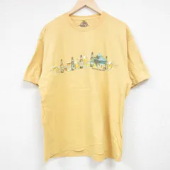 L/古着 半袖 Tシャツ メンズ ビール 酒 コットン クルーネック 黄 イエロー 24jun08 中古