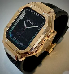 Apple Watchラバーバンドカバーメタルケースアップルウォッチカスタム　ローズゴールド　ステンレス　メンズ　レディース　スポーツバンド