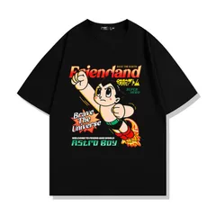 メンズ 鉄腕アトム プリントTシャツ 半袖 夏 綿 吸汗速乾 ゆったりキャラクター コスプレ イベント カジュアル ブラック