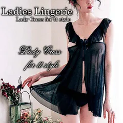 ランジェリー セクシー ベビードール レディース インナー シースルー すけすけ オープンブラ 下着 セット 可愛い ネグリジェ ブラック 黒 Lady Cross