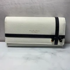 Samantha Thavasa Petit Choice サマンサタバサ プチチョイス　被せ長財布　ホワイト　ブラックリボン　リボンラッピング　レザー