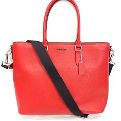 Th591451 コーチ ベケット ビジネス トート C2842 レッド トートバッグ ブリーフケース メンズ COACH 美品・中古