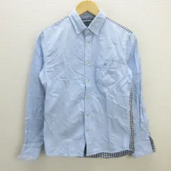 G■ナノユニバース/nano universe 長袖BDシャツ/チェック柄【S】水色系/men's/131【中古】■