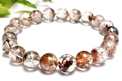 【１点物】希少共生◇ザンビア産 MIXエピドート＆トルマリンインクォーツ　9.5mm　ブレスレット パワーストーン 天然石 _MA1622