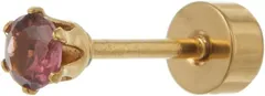 アクセサリーショップPIENA/ピアス ピエナ サージカルステンレス製 天然石 3mm 片耳用 1個売り 裏ねじ 裏面フラット 一石 6本爪 レディース メンズ ゴールド ピンクトルマリン(ゴールド(片耳用) / ピンクトルマリン)