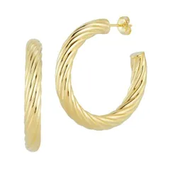 【送料無料】 Sunkissed Sterling レディース ピアス・イヤリング アクセサリー Sunkissed Sterling Sterling Silver Twist Hollow Tube Hoop Earrings Gold Tone