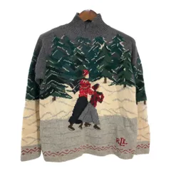 RALPH LAUREN ラルフローレン ハンドニット ウールセーター 総柄 マルチカラー (メンズ L) 中古 古着 R8368