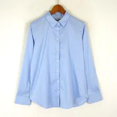 ユニクロ UNIQLO スーピマコットン ストレッチ シャツ ブラウス 長袖 M 青 ブルー