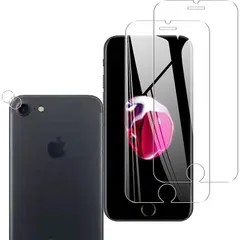 【2+2枚セット - 日本旭硝子素材】対応 iphone se3 /iphone se2 / iPhone8 / iPhone7 ガラスフィルム (2枚) + レンズ保護フィルム (2枚) iphone se 3 2022 フィルム さらさら 強化ガラス ip
