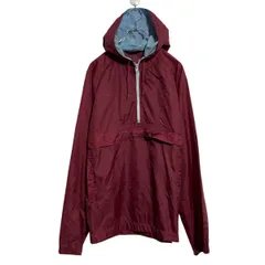 F.U.S LONDON ナイロンジャケット L ボルドー アノラックパーカー ハーブジップ カンガルーポケット 古着卸 アメリカ仕入 a703-6060