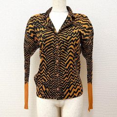 PLEATS PLEASE 虎柄 総柄 プリーツ シャツ ブラウン ブラック PLEATS PLEASE 虎柄 総柄 プリーツ シャツ ブラウン ブラック - メルカリ