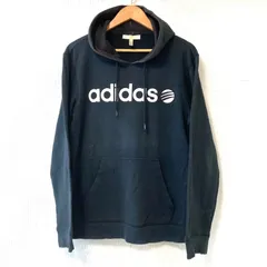 (^w^)b adidas アディダス NEOLABEL コットン 裏起毛 パーカー フーディー プルオーバー フロントポケット付き 長袖 トップス スポーティ カジュアル ストリート ロゴプリント ネイビー メンズ 男性 サイズ O